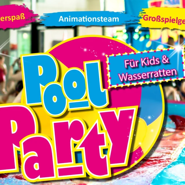 Titelbild der Zephyrus Pool-Party mit Textinhalten und Hintergrundbild im Schwimmbad